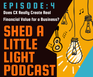 Square box with drawing of hanging light bulbs and text: Shed A Little Light Podcast-Episode 4